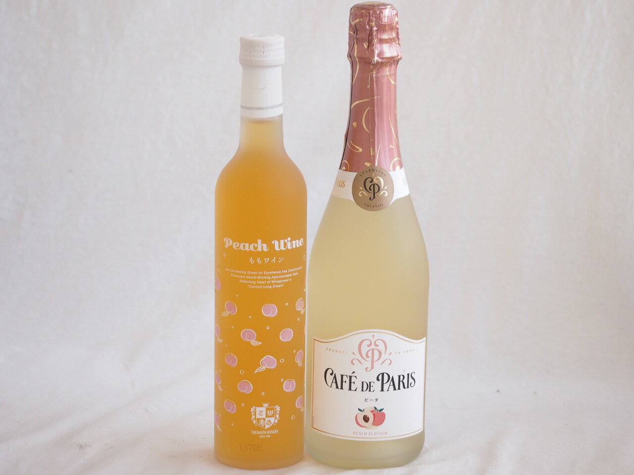 【最大2000円オフクーポン10日1:59迄】桃の果実感2本セット(高畠ももワイン7度(山形県) カフェド パリ ピーチスパークリングワインやや甘口6度(フランス)) 500ml×1本 750ml×1本
