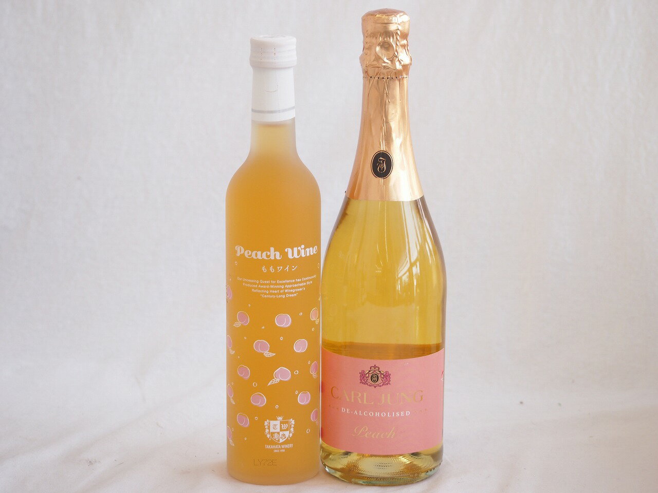 【最大2000円オフクーポン10日1:59迄】桃の果実感2本セット(高畠ももワイン7度(山形県) カールユング ピーチ ノンアルコールスパークリング(ドイツ)) 500ml×1本 750ml×1本
