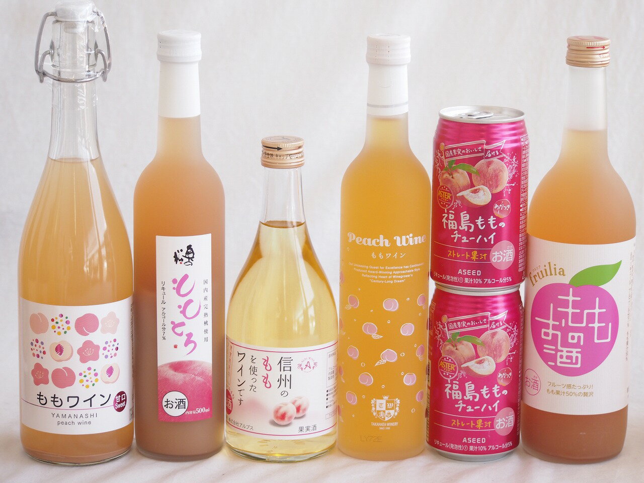 桃の果実感7本セット(高畠ももワイン7度(山形県) 中埜もものお酒 7度(愛知県) アデカ ももワイン甘口 5..