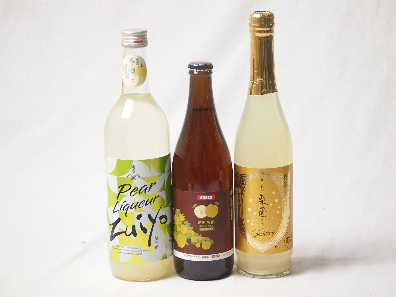 梨の果汁感たっぷり3本セット(アデカ 梨サワーエールブラック5度(千葉県) 瑞鷹 梨の酒 リキュール10度(..