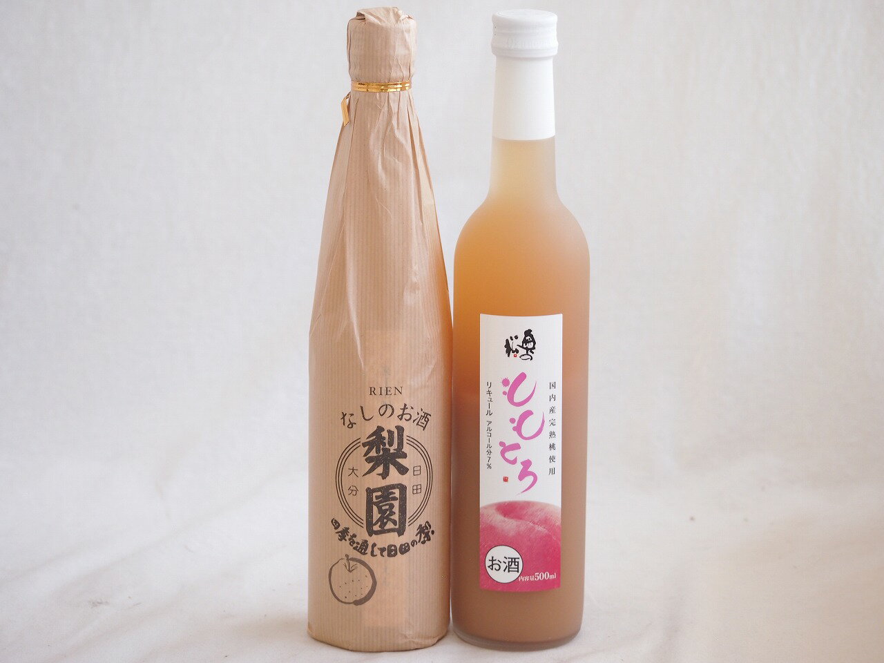果物リキュール桃×梨特集2本セット(老松酒造 梨園 12度(大分県) 奥の松酒造 ももとろ7 度(福島県)) 500..
