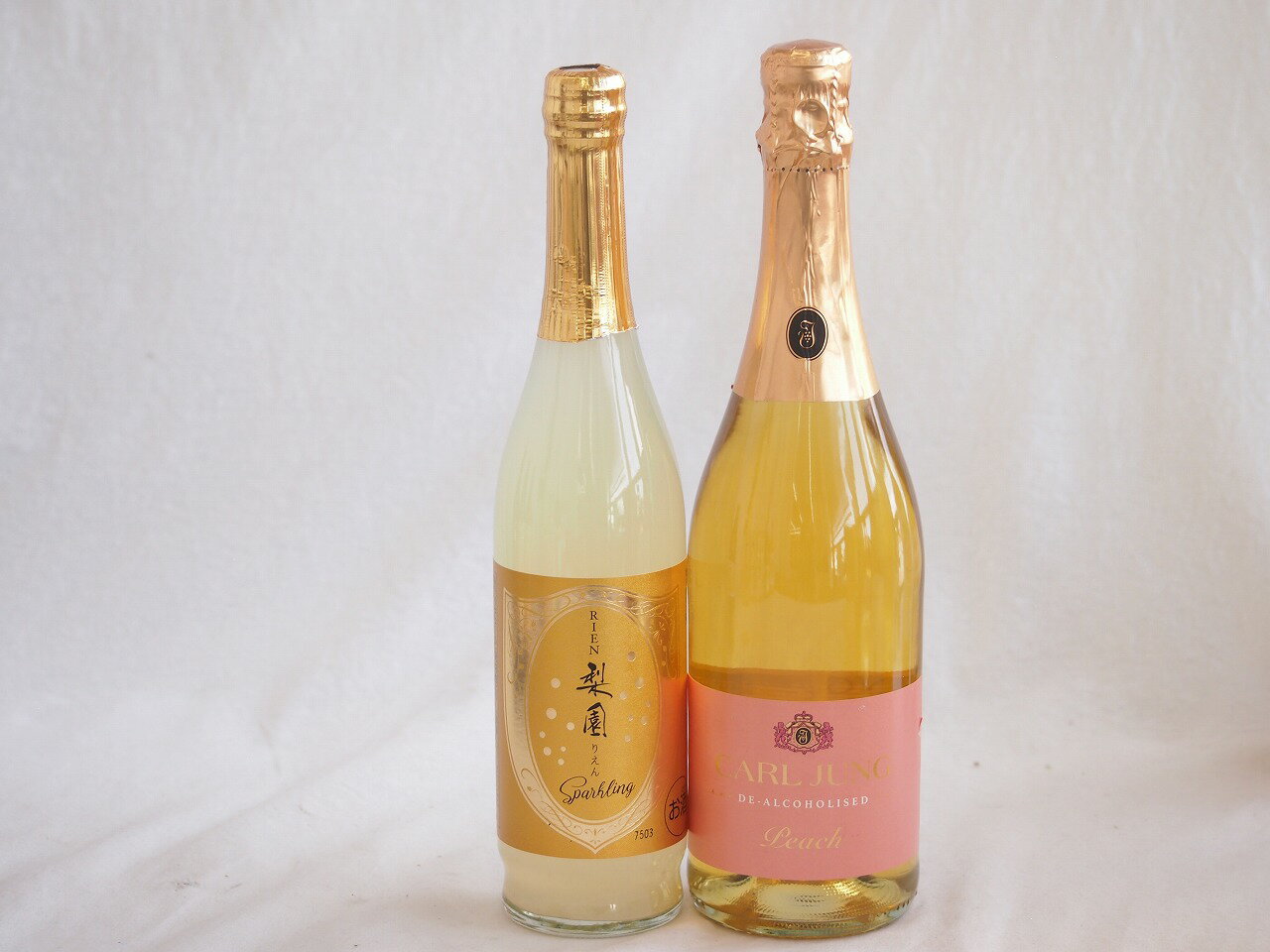 果物リキュール桃×梨特集2本セット(老松酒造 梨園スパークリング6度(大分県) カールユング ピーチ ノン..