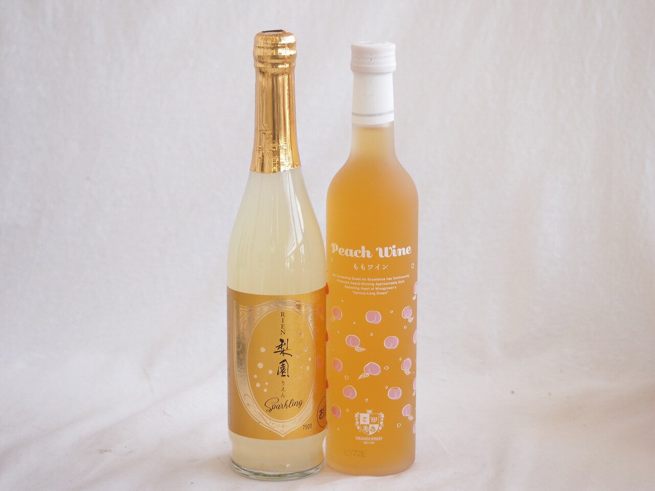 果物リキュール桃×梨特集2本セット(高畠ワイナリー 高畠ももワイン7度(山形県) 老松酒造 梨園スパークリング6度(大分県)) 500ml×2本(4)