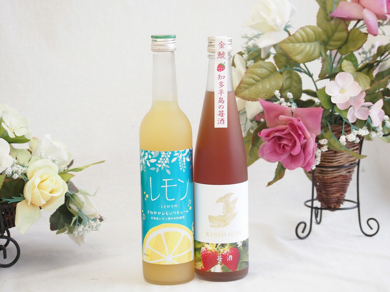 レモンいちご2本セット(盛田金しゃち酒造金鯱 知多半島の苺酒10度(愛知県) 井上酒造さわやかレモンリキュール14度(宮崎県)) 720ml×2本
