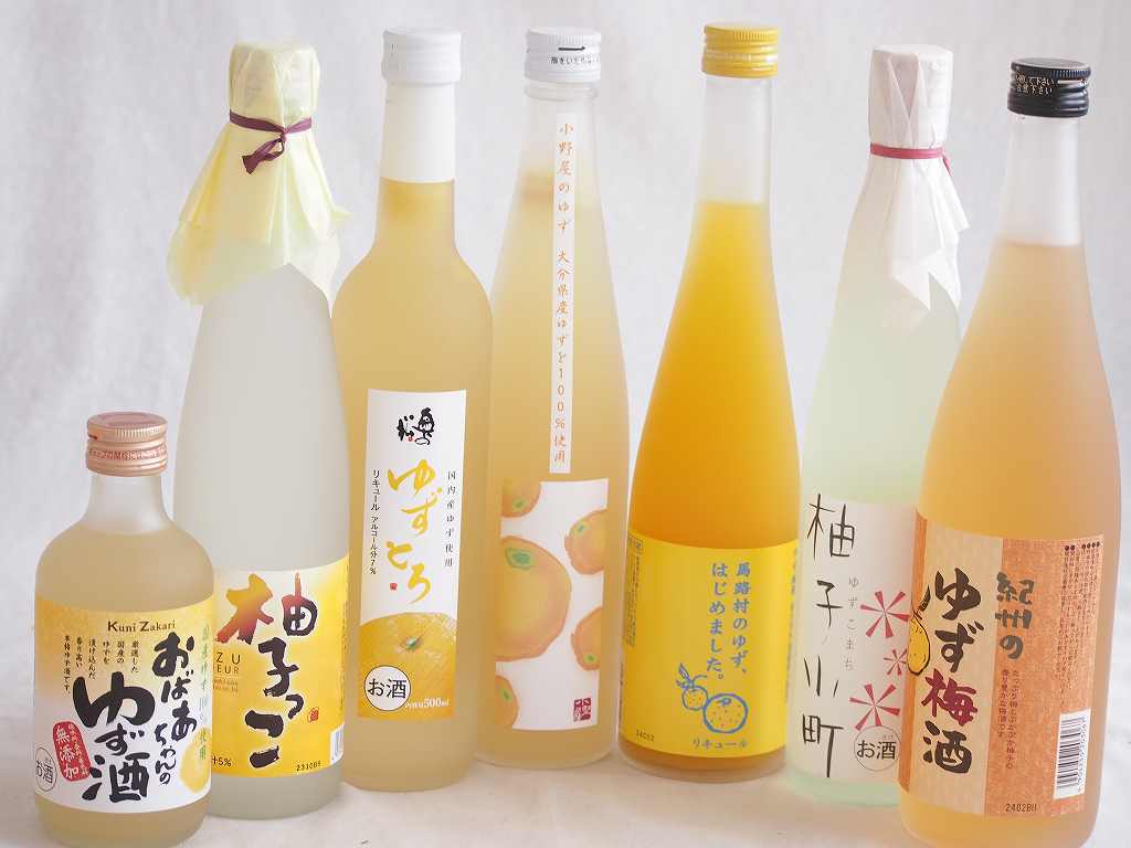 爽やかなゆず酒7本セット(国内産ゆず使用ゆずとろ 7%(福島県) 柚子小町(長崎県) 大分県産ゆず100% 小野屋のゆず 柚子っこ7%(愛知県) 馬路村のゆず、はじめました。ゆず梅酒 紀州ゆず梅酒12% 国産ゆず100％おばあちゃんのゆず酒 7度) 50