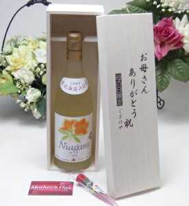 母の日北海道の詩　北海道産葡萄100％ おたる 完熟ナイヤガラ　　白ワイン（甘口）　720ml（北海道）お母さんありがとう木箱セット