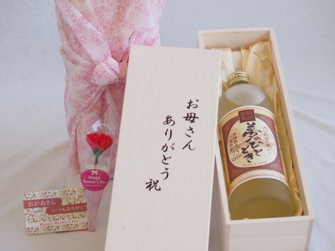 本格焼酎のギフト 母の日 お母さんありがとう木箱セット 井上酒造 本格熟成麦焼酎 夢のひととき (大分県) 720ml 母の日カードとカーネイション付