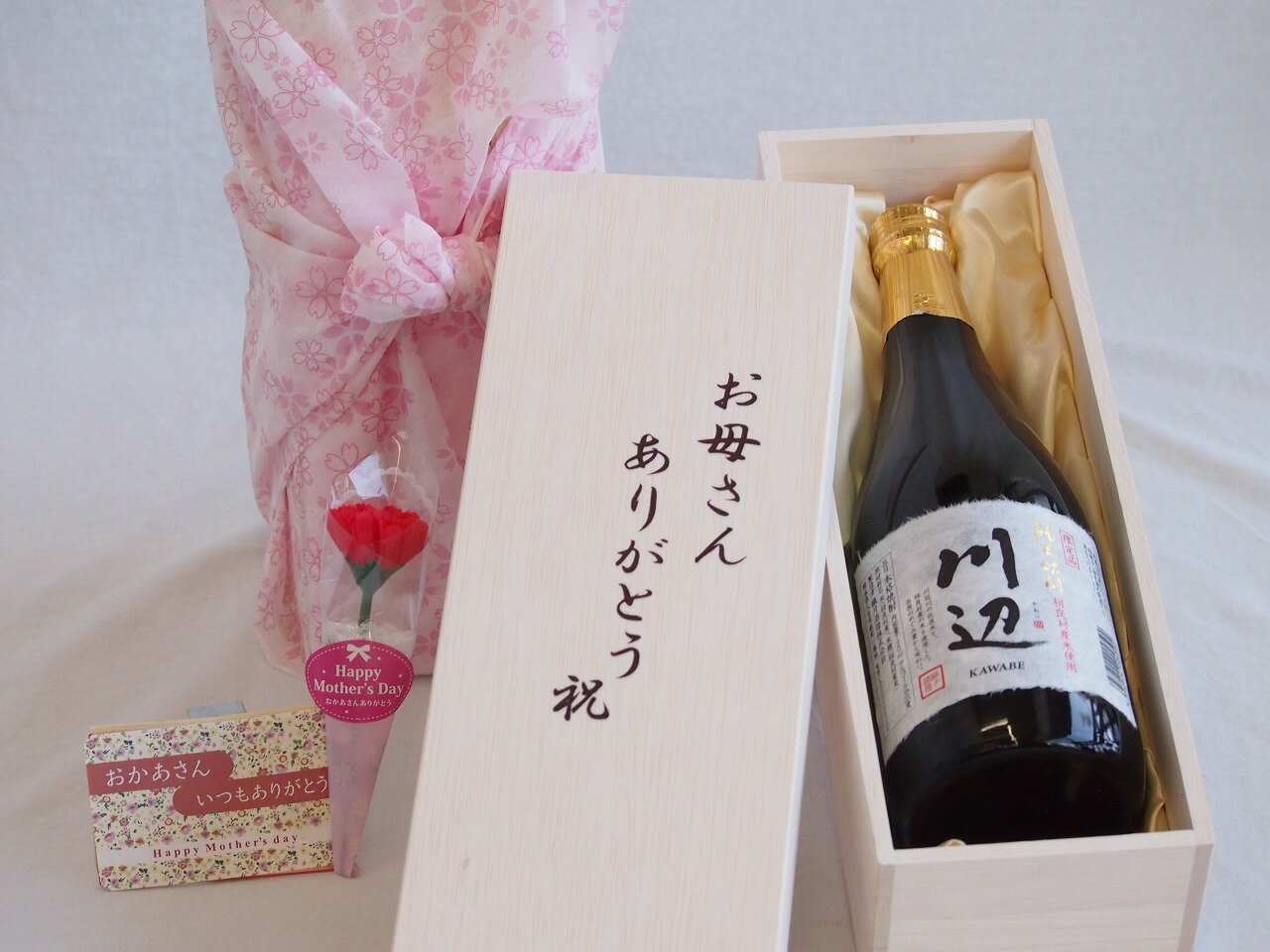 本格焼酎のギフト 母の日 お母さんありがとう木箱セット 繊月酒造 本格純米焼酎 相良村産米使用川辺 (熊本県) 720ml 母の日カードとカーネイション付