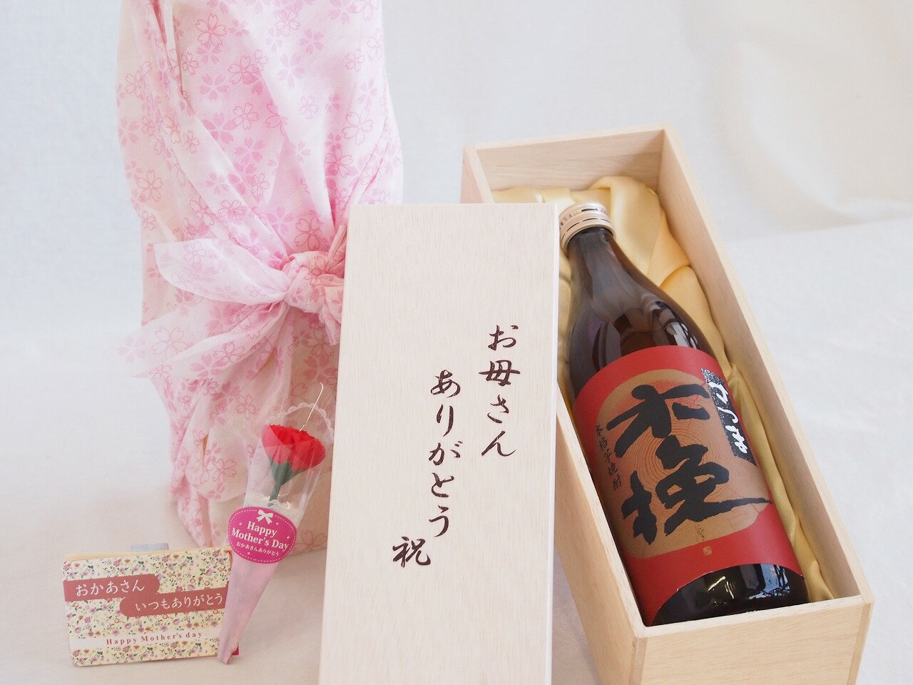 母の日 お母さんありがとう木箱セット 雲海酒造 本格芋焼酎さつま木挽 (鹿児島県) 900ml 母の日カードとカーネイション付