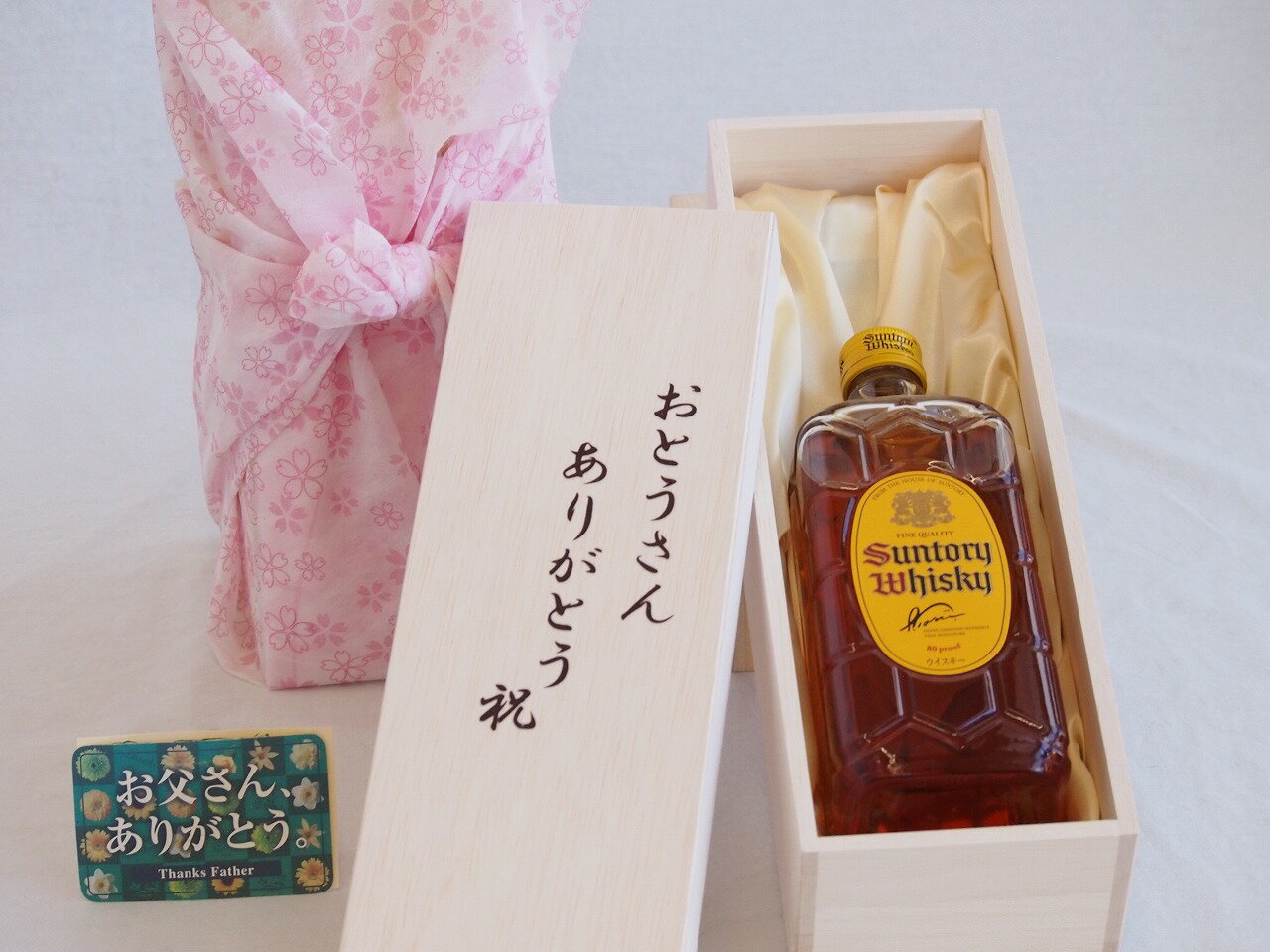 父の日 おとうさんありがとう木箱セット サントリーウイスキー角瓶40% 700ml 父の日カード付