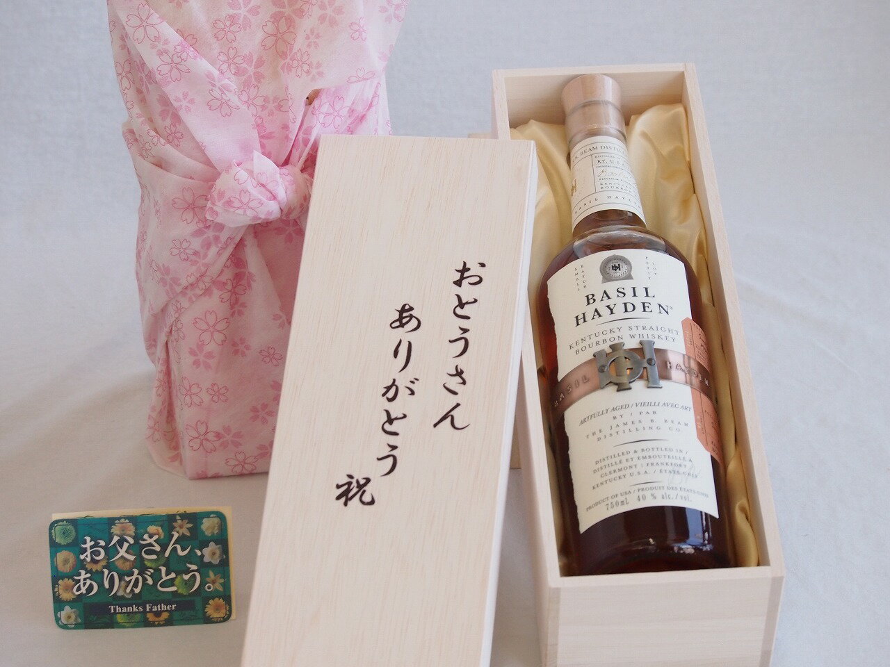 父の日 おとうさんありがとう木箱セット BASIL HAYDEN'Sウイスキー (アメリカ) 750ml 父の日カード付