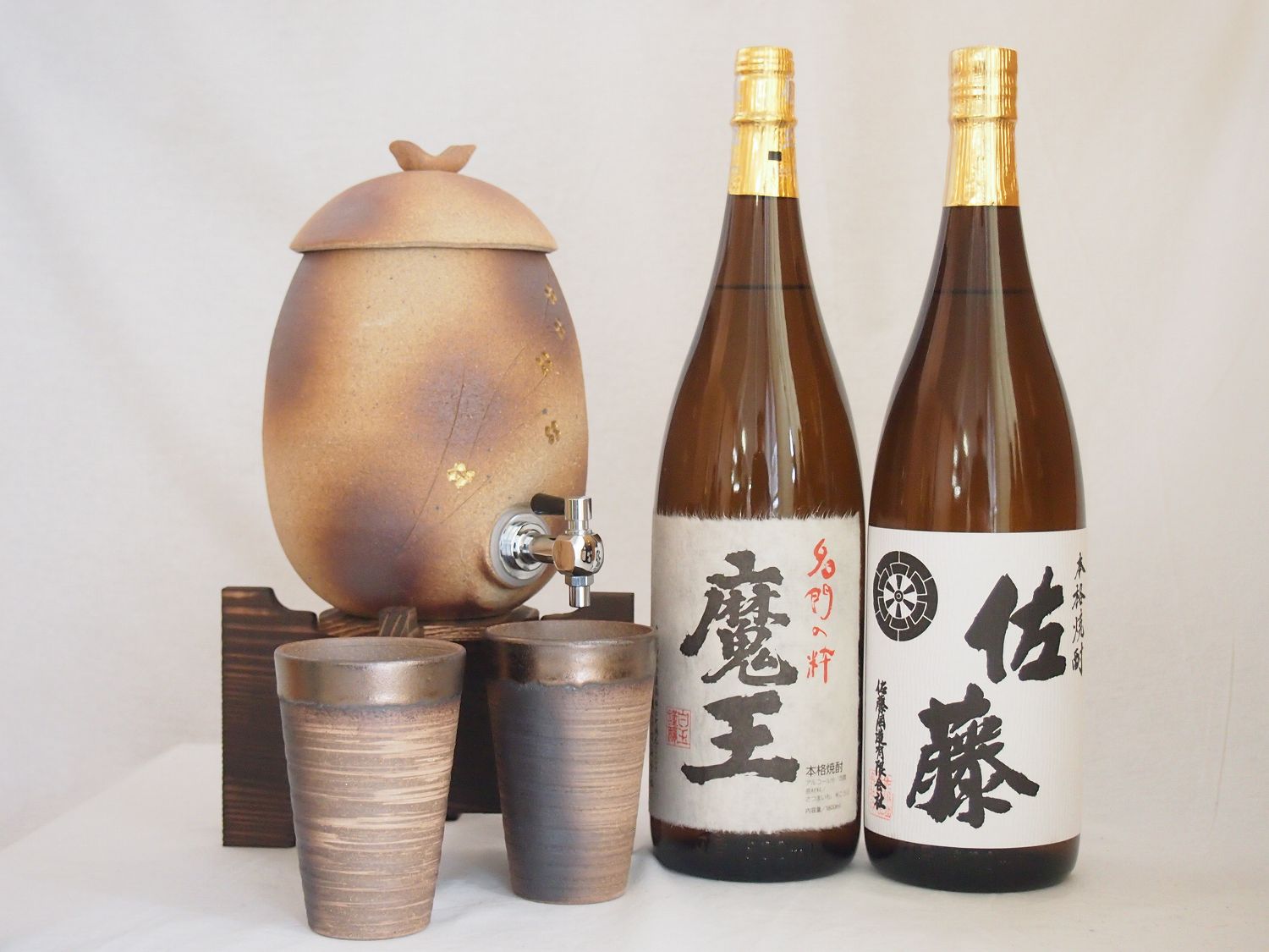 信楽焼・明山窯　焼酎サーバー　火色金小紋　2200cc(滋賀