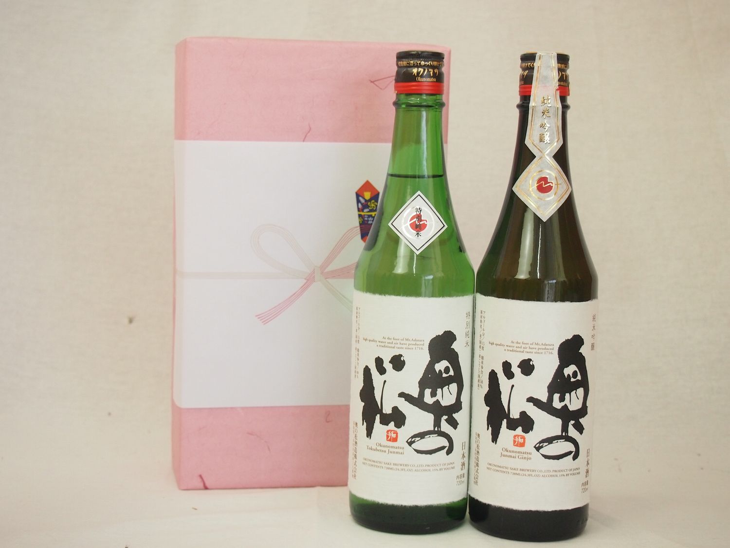 春の贈り物ギフト感謝贈り物ボックス 日本酒2本セット(奥の松酒造 特別純米720ml 純米吟醸720ml)