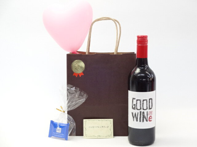 お誕生日 風船セットワインセット(GOODWINe カベルネ＆シラーズ 赤ワイン750ml ネッド・グッドウィンMW監修(オーストラリア))メッセージカード ハート風船 ミニチョコ付きのサムネイル