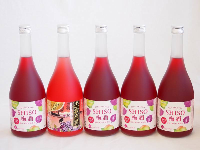 楽しむ鍛高譚5本セット(SHISO梅酒12% 赤鍛高譚20%) 720ml×5本