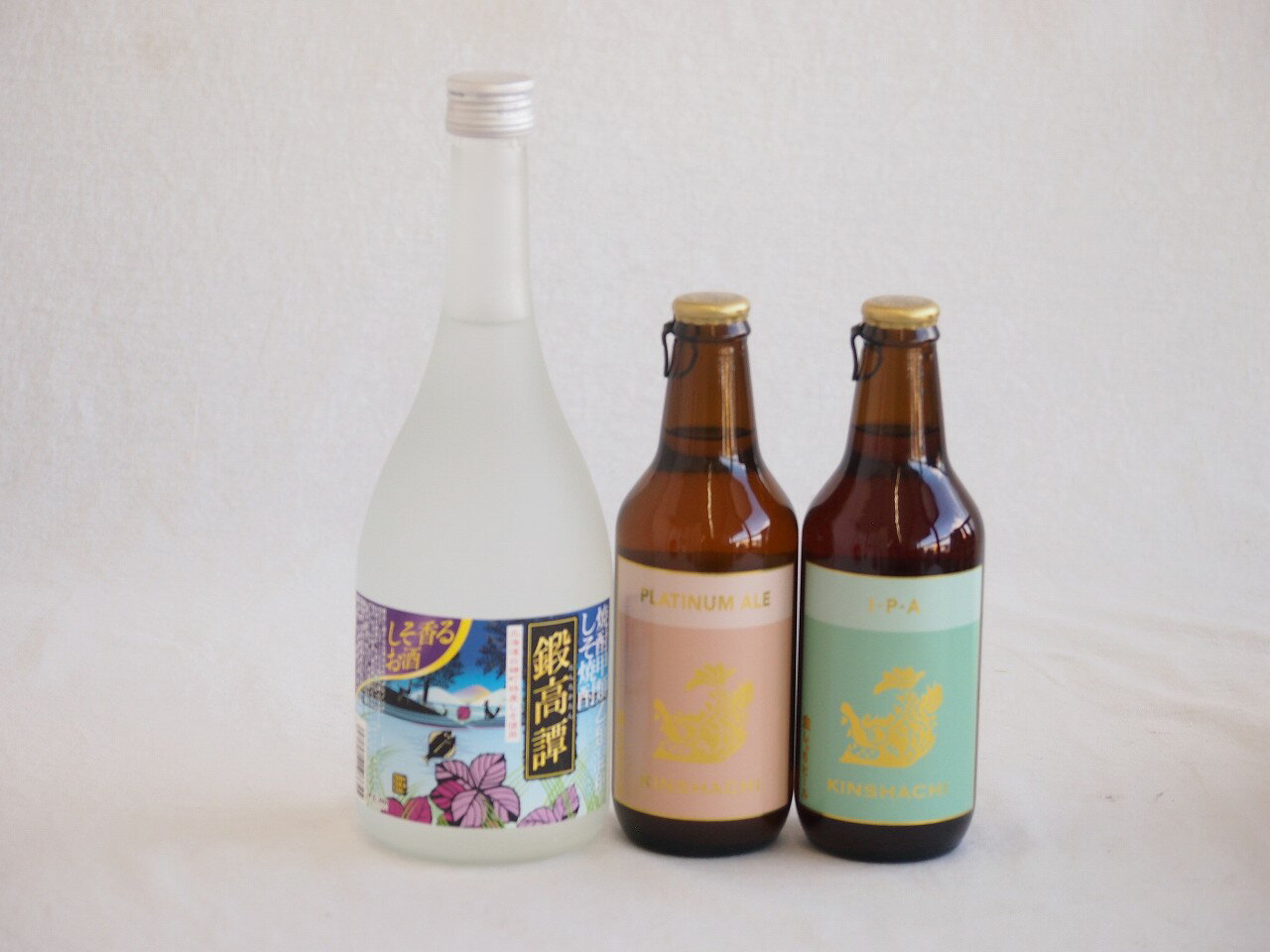鍛高譚とクラフトビール3本セット(合同酒精しそ焼酎 鍛高譚20度(北海道) 金しゃちビールプラチナエール..