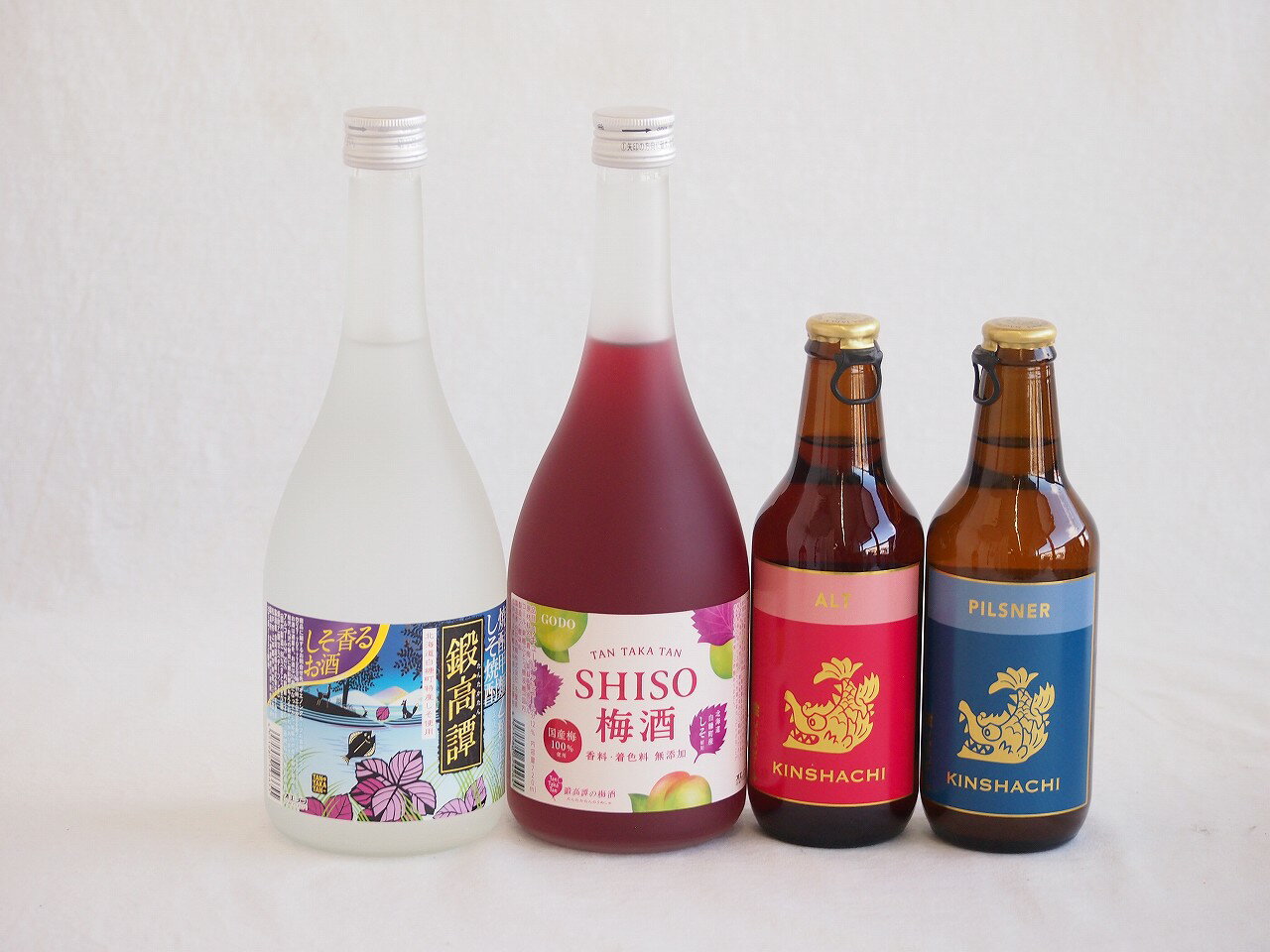 鍛高譚とクラフトビール4本セット(合同酒精鍛高譚の梅酒12度(北海道) 合同酒精しそ焼酎 鍛高譚20度(北..