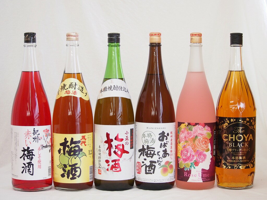 楽天スーパーセール/贅沢梅酒6本セット(おばあちゃんの梅酒 芳醇ブランデー仕立チョーヤ梅酒 ローズ梅酒(愛知) 芋焼酎仕込五代梅酒(鹿児島) 青梅使用小正の梅酒(鹿児島) 赤しそ赤い梅酒(和歌山)) 1800ml×6本