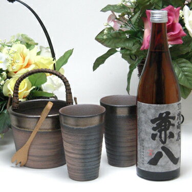 兼八 楽天スーパーセール/豪華酒器セット陶芸作家　安藤嘉規作（四ッ谷酒造 はだか麦を100％の麦焼酎 兼八 720ml（大分県））焼酎ギフト