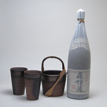 豪華酒器セット陶芸作家　安藤嘉規作（本格芋焼酎　森伊蔵1800ml）焼酎ギフト