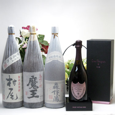 森伊蔵 焼酎 セレクションSAKE史上最強福袋4本セット(芋焼酎魔王1800ml 芋焼酎森伊蔵1800ml 芋焼酎村尾1800ml ドン　ペリニヨン　ロゼ750ml)