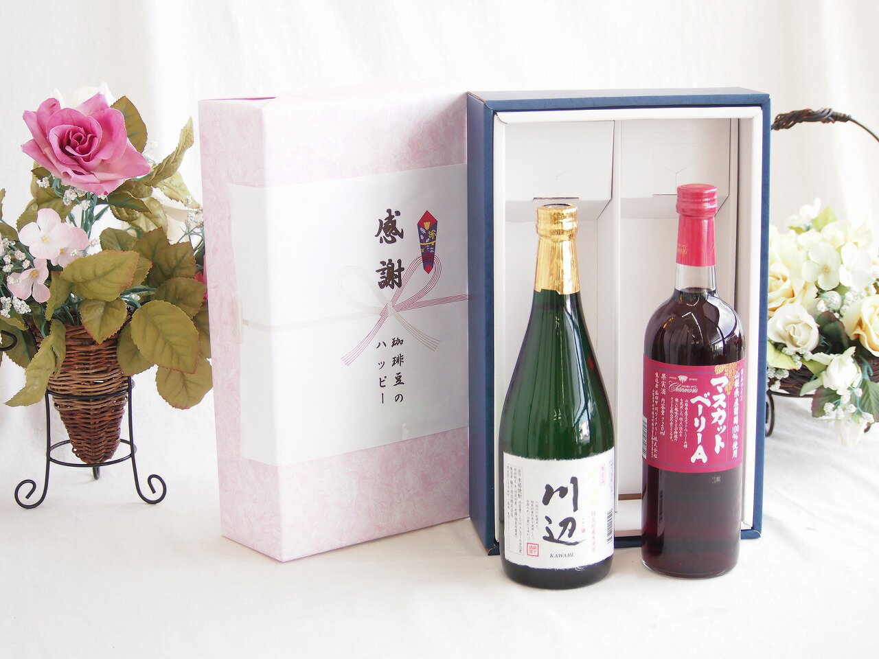 感謝の贈り物ボックス フルーティーな香り球磨焼酎と国産ワインセット(山梨県産葡萄100％使用 甲州 辛口白ワイン 辛口(山梨県)720ml純米焼酎川辺(熊本県)720ml