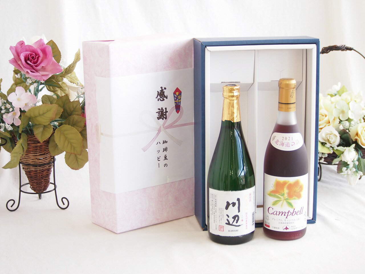 【最大2000円オフクーポン16日1:59迄】感謝の贈り物ボックス フルーティーな香り球磨焼酎と国産ワインセット(山梨 甲州 白ワイン やわらかな辛口(山梨県)750ml純米焼酎川辺(熊本県)720ml