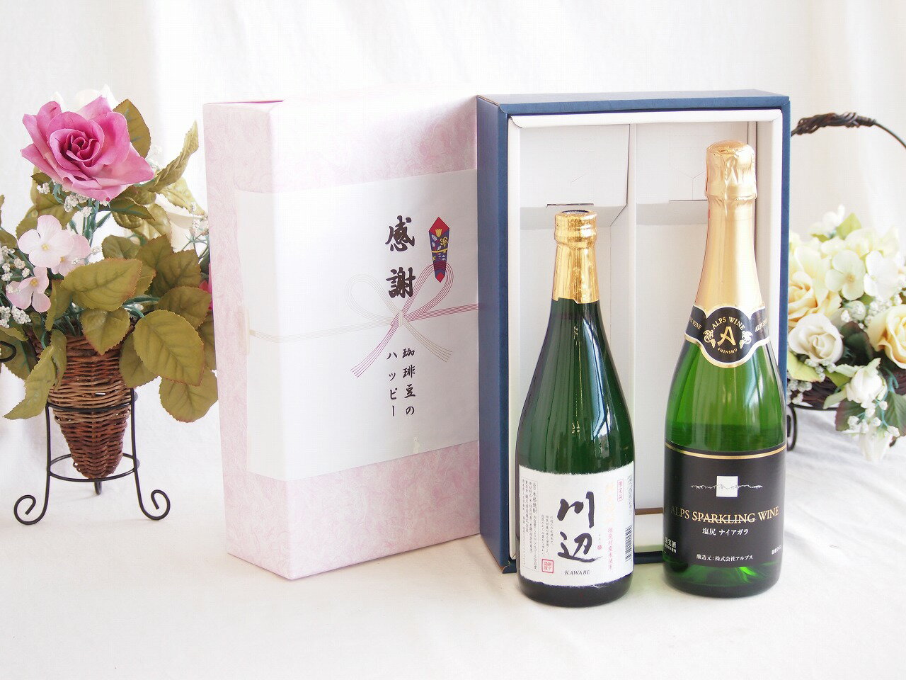 【最大2000円オフクーポン27日1:59迄】感謝の贈り物ボックス フルーティーな香り球磨焼酎と国産ワインセット(酸化防止剤無添加 有機あずさ赤ワイン 中口(長野県)720ml純米焼酎川辺(熊本県)720ml