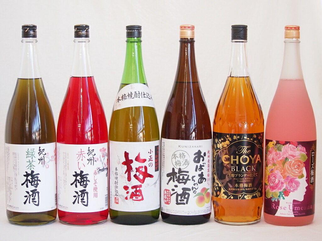 楽天スーパーセール/こんな梅酒福袋が欲しかったぁ　飲み比べ6本セット（中野BC 赤い梅酒 緑茶梅酒 小正の梅酒 中埜酒造 おばあちゃんの梅酒 中埜酒造 ローズ梅酒 チョーヤ梅酒 ）1800ml×6本