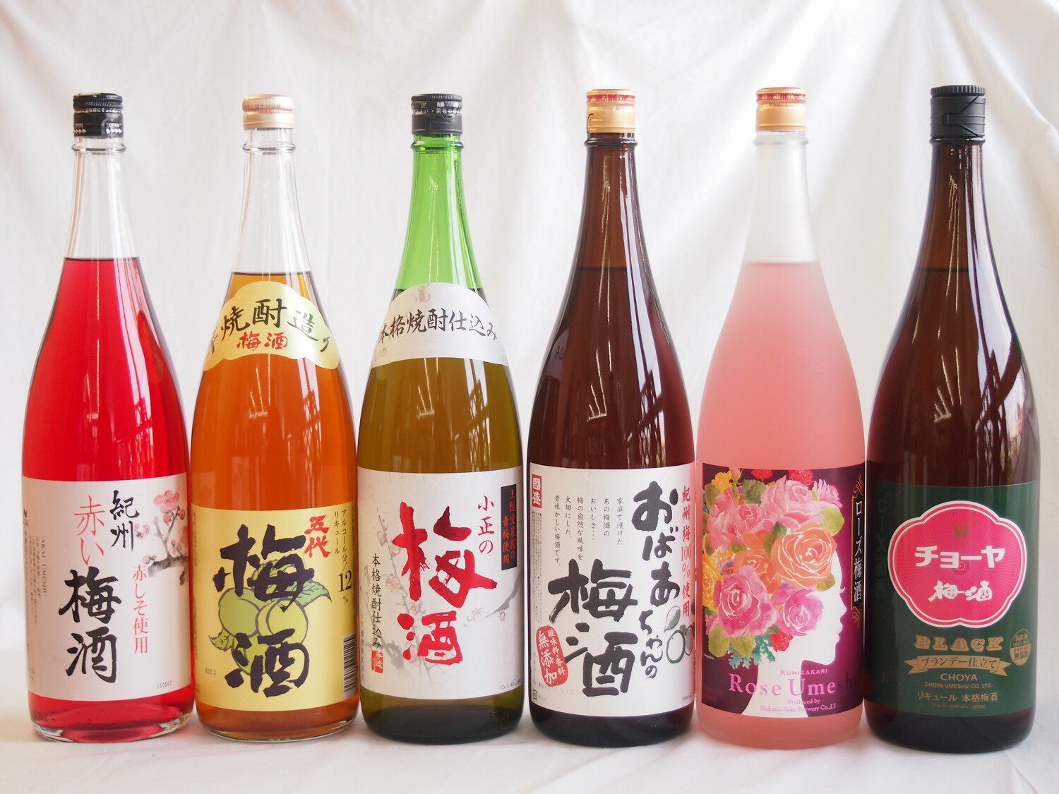 こんな梅酒福袋が欲しかったぁ　飲み比べ6本セット（中野BC 赤い梅酒 五代梅酒 小正の梅酒 中埜酒造 おばあちゃんの梅酒 中埜酒造 ローズ梅酒 チョーヤ梅酒） 1800ml×6本