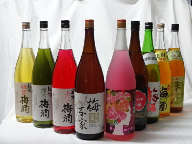 楽天スーパーセール/こんな梅酒福袋が欲しかったぁ　飲み比べ9本セット（中野BC 赤い梅酒 緑茶梅酒 蜂蜜梅酒　小正の梅酒 中埜酒造 おばあちゃんの梅酒 中埜酒造 ローズ梅酒 チョーヤ梅酒 五代梅酒 神楽酒造 夢の実） 1800ml×9本