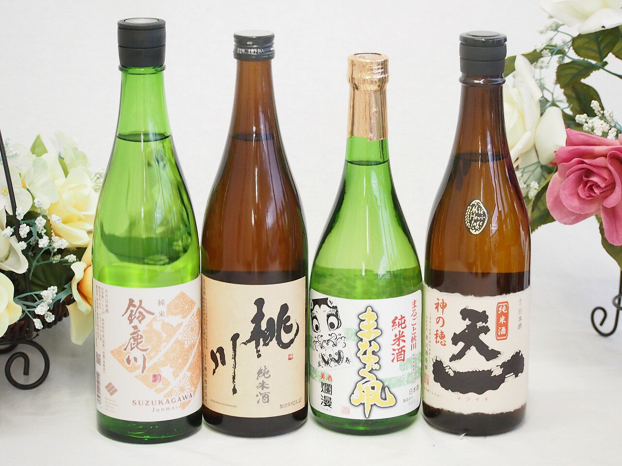 地酒純米酒特集4本セット(桃川 純米酒(青森県) 早川酒造 天一 純米酒(三重県) 秋田銘醸 まなぐ凧 純米酒(秋田県) 清水清三郎商店 鈴鹿川 純米酒(三重県)) 720ml×3本 750ml×1本