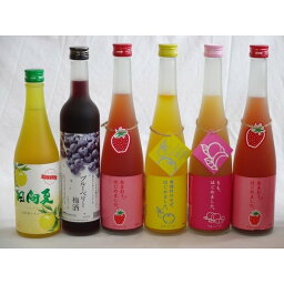 果実リキュール6本セット 紀州産 南高梅使用ブルーベリー梅酒 500ml（和歌山）・高千穂酒造 宮崎産日向夏みかん使用 日向夏