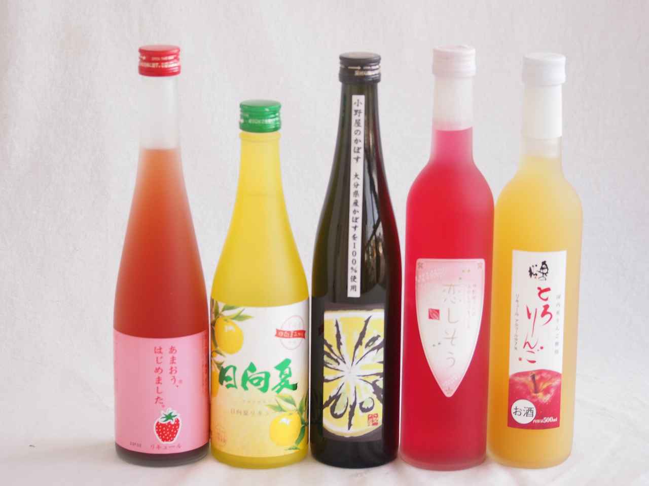 果実リキュール5本セット あまおう梅酒 日向夏 小野屋のかぼす 恋しそう とろりんご 500ml×5本