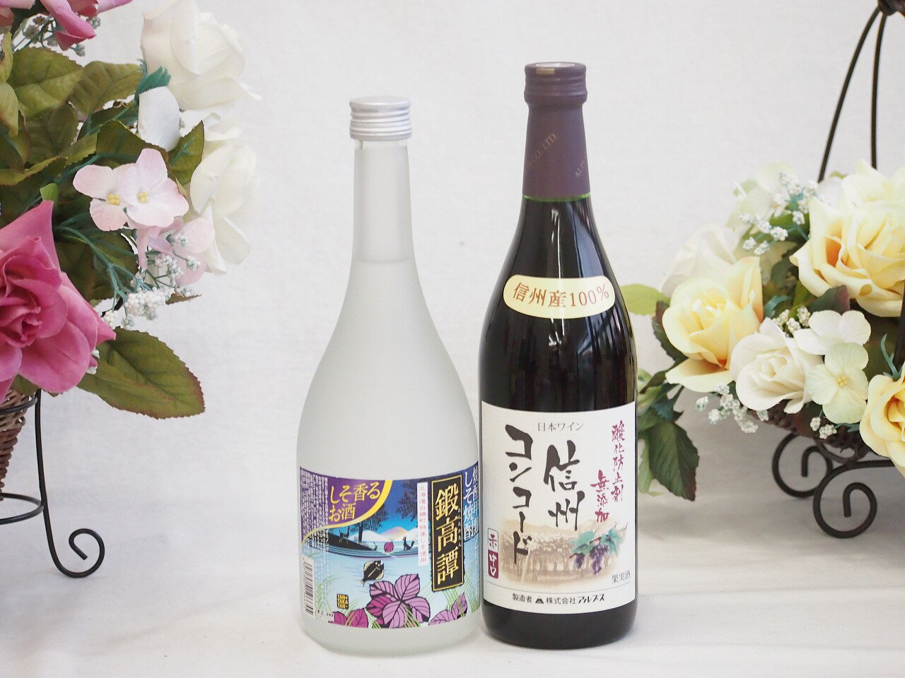 【最大2000円オフクーポン17日9:59迄】紫蘇香り引き立つ鍛高譚と酸化防止剤無添加ワインセット(酸化防止剤無添加 信州コンコード赤ワイン 中口(長野県)720mlしそリキュール鍛高譚(北海道)720ml