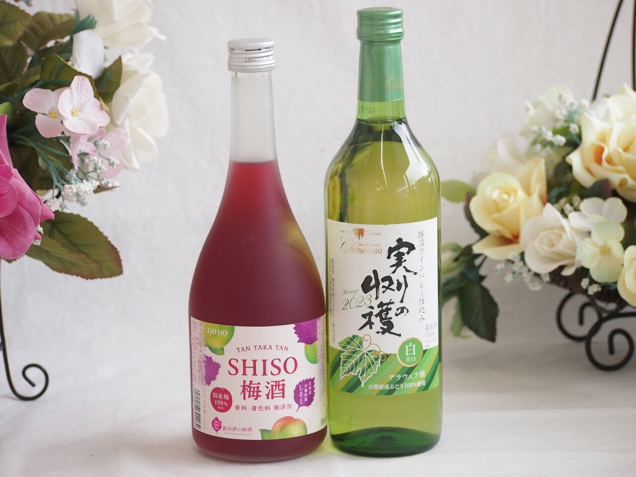 鍛高譚の梅酒と国産ワインセット(実りの収穫 白甘口ワイン 甘口(山梨県)720ml鍛高譚梅酒720ml