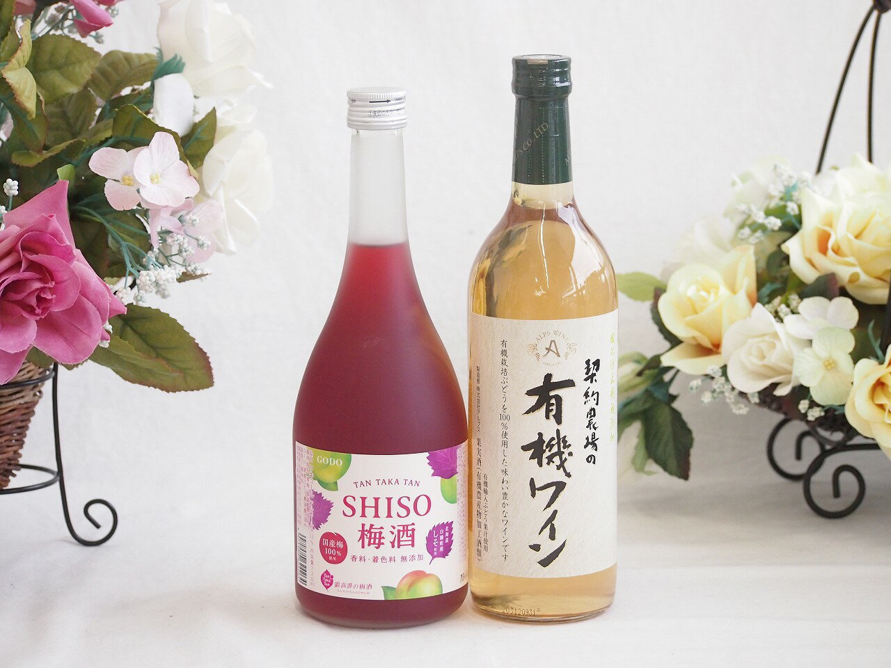 鍛高譚の梅酒と酸化防止剤無添加ワインセット(酸化防止剤無添加 契約農場の有機白ワイン やや甘口(長野県)720ml鍛高譚梅酒720ml