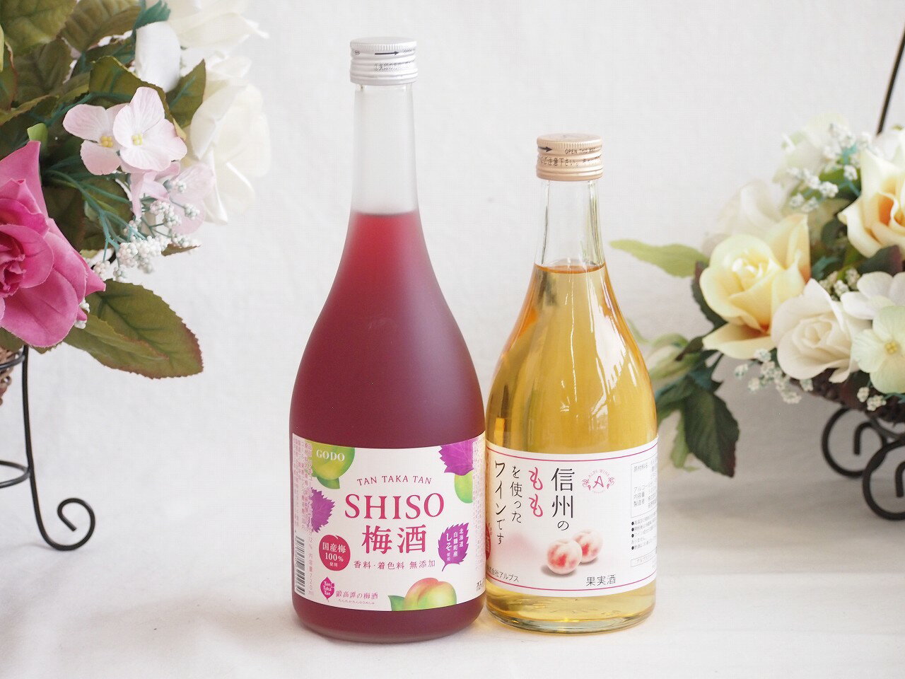鍛高譚の梅酒と国産ワインセット(信州のももを使ったワインです甘口(長野県)500ml鍛高譚梅酒720ml