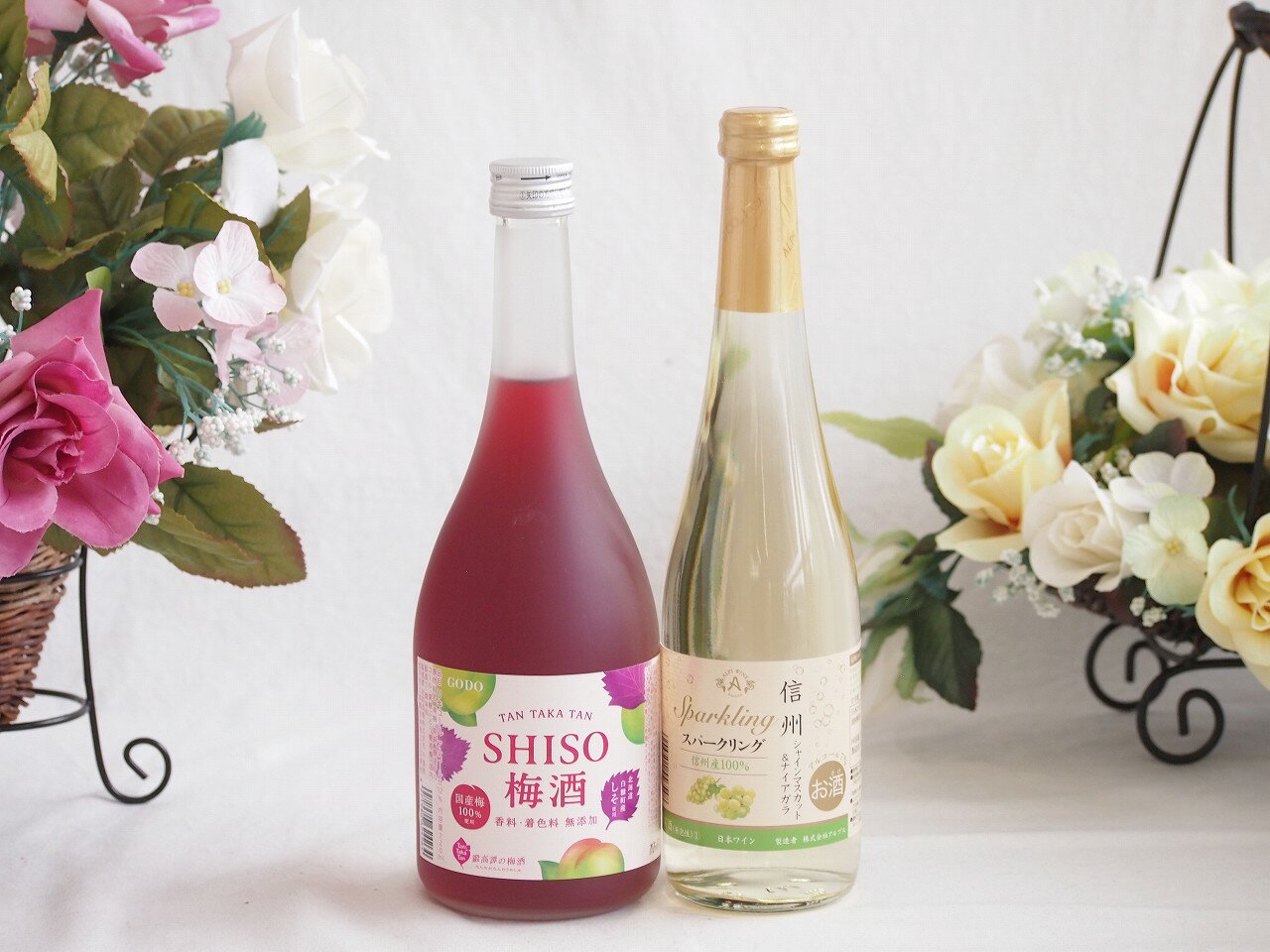 鍛高譚の梅酒と国産ワインセット(信州シャインマスカット＆ナイアガラ スパークリングワインやや甘口(長野県)500ml鍛高譚梅酒720ml