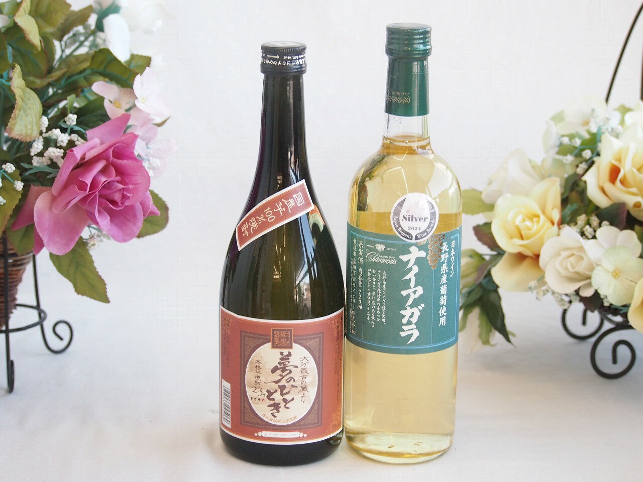 プレミアムな芋焼酎と国産ワインセット( 長野県産葡萄使用 ナイアガラ白ワイン やや甘口(山梨県)720ml大分井上酒造夢のひととき23°720ml
