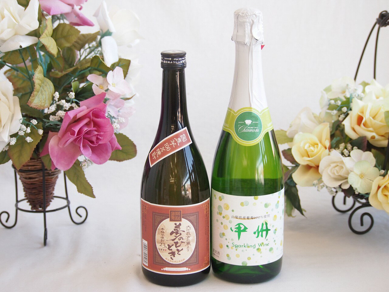 プレミアムな芋焼酎と国産ワインセット( 勝沼仕込みの甲州白スパークリングワインやや辛口(山梨県)720ml大分井上酒造夢のひととき23°720ml