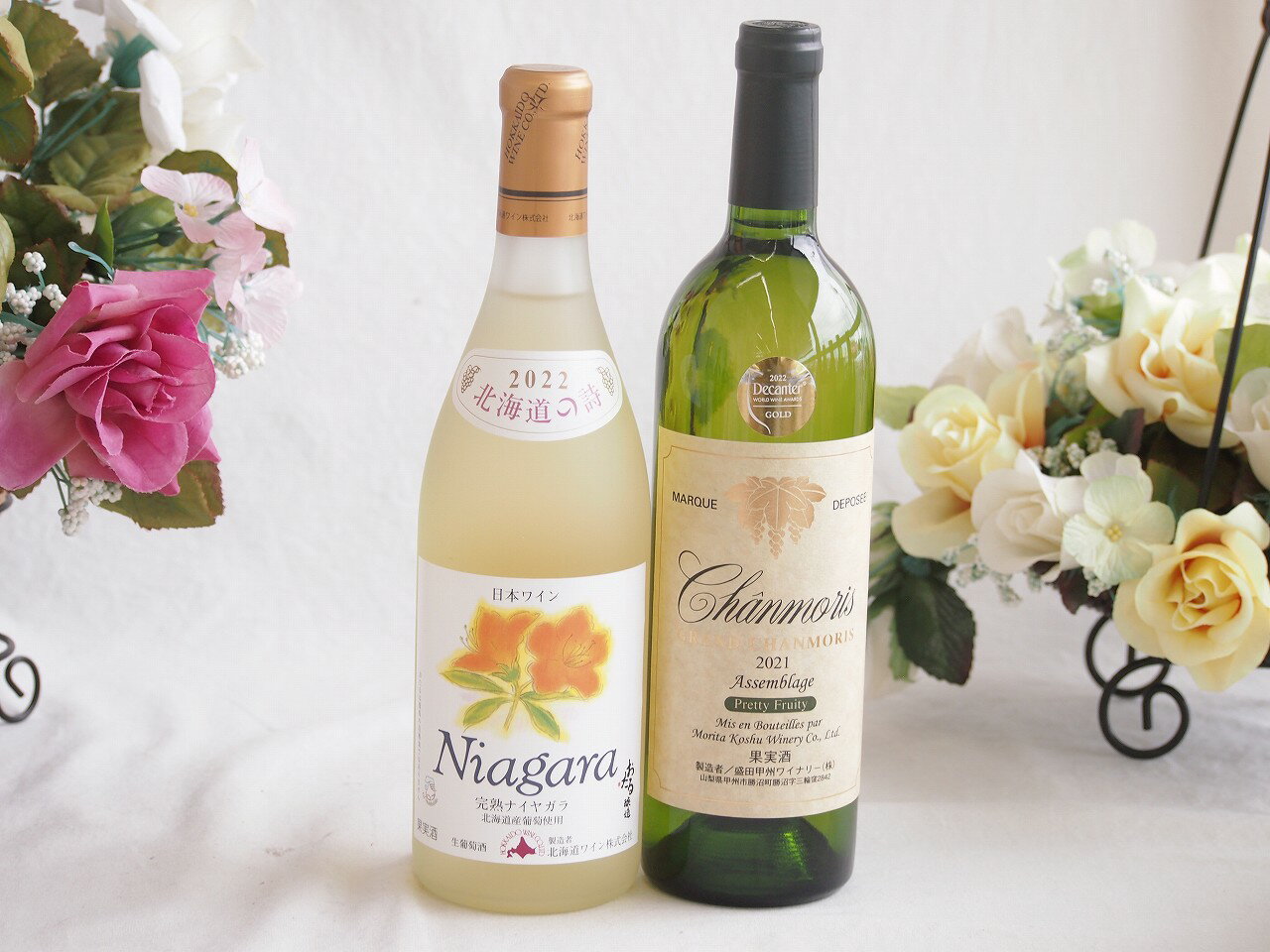 プレミアムなナイアガラワインと国産ワインセット グランシャンモリ アッサンブラージュ 白ワイン 辛口(山梨県)750mlおたる完熟ナイアガラ甘口白ワイン720ml