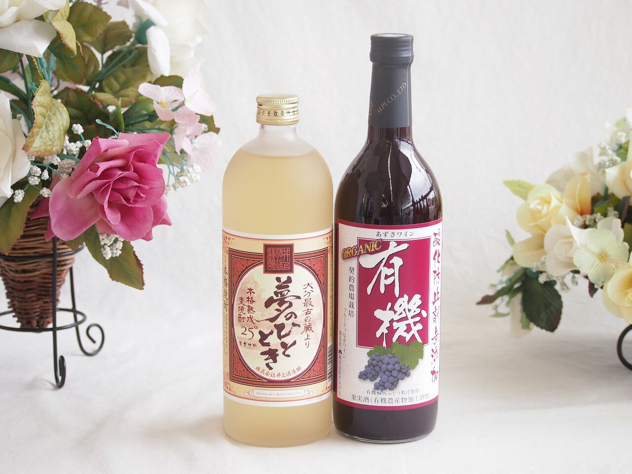 プレミアムな熟成麦焼酎と酸化防止剤無添加ワインセット夢のひととき熟成麦焼酎25°(大分県)720ml酸化防..