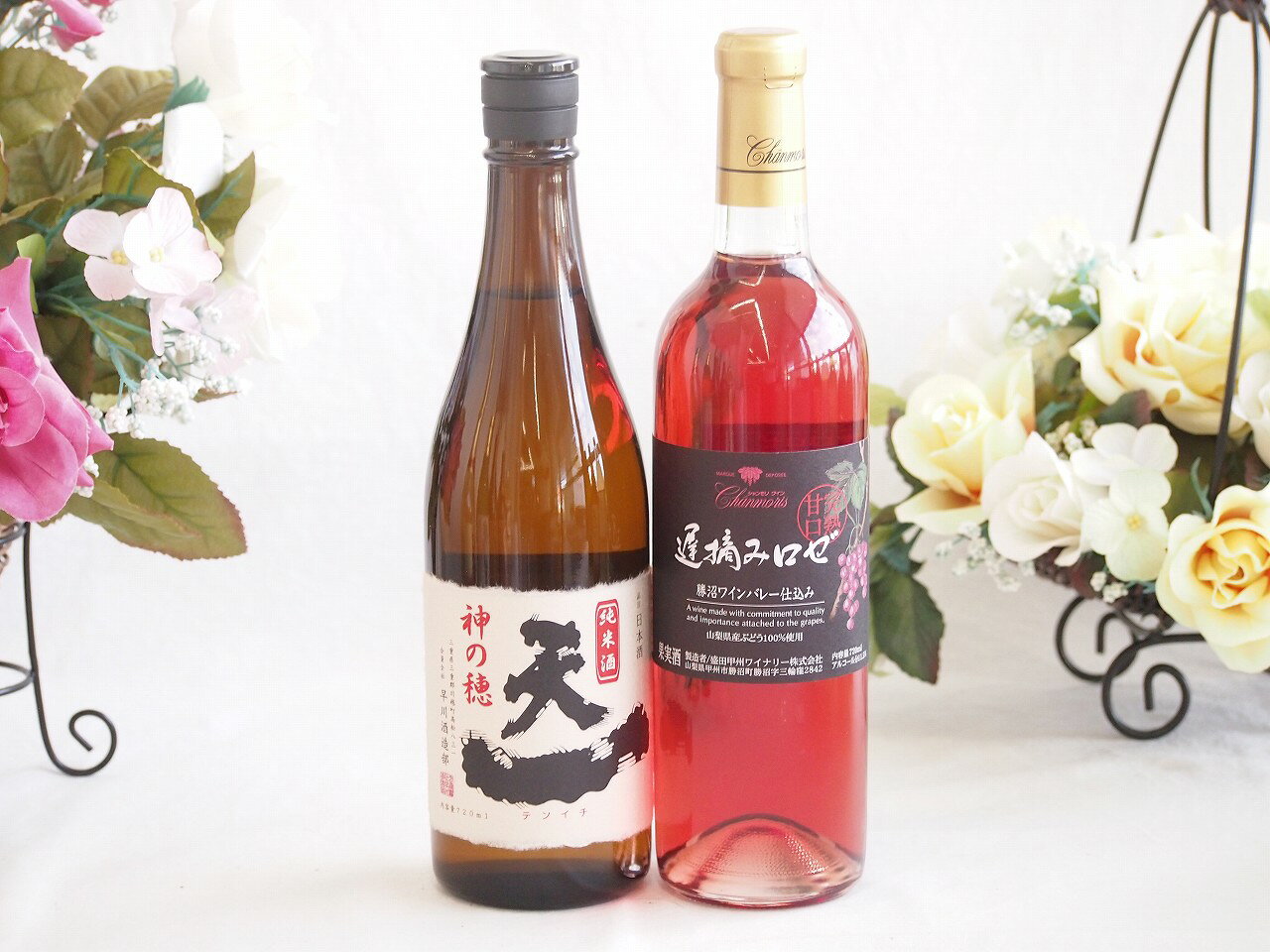 至福の地酒純米酒と国産ワインセット(遅摘みロゼ 完熟甘口ワイン 甘口(山梨県)720ml早川酒造場 純米酒 (三重県)720ml sake-gets-17449586 贈り物本舗じざけや パッケージ画像