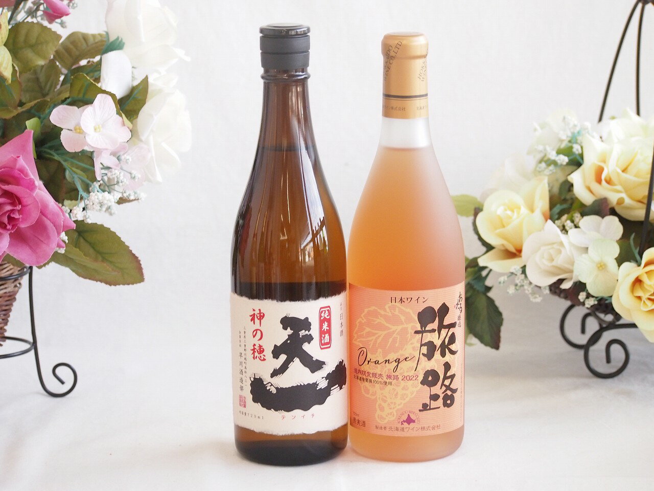 至福の地酒純米酒と国産ワインセット(おたる醸造 旅路orange 白ワイン やや辛口(北海道)720ml早川酒造場 純米酒 (三重県)720ml