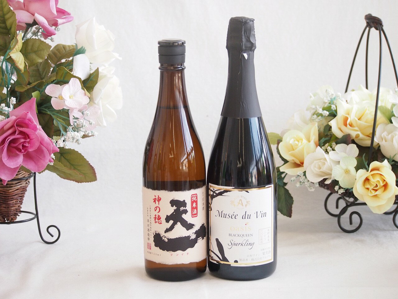 至福の地酒純米酒と国産ワインセット(MdV オアシス ブラッククイーン白スパークリングワイン辛口(長野県)750ml早川酒造場 純米酒 (三重県)720ml