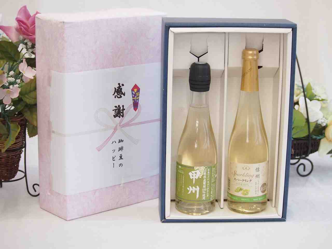 冬の贈り物お歳暮 感謝の贈り物ボックス 国産山梨県産スパークリングワインと国産ワインセット(信州シャインマスカット&ナイアガラ スパークリングワインやや甘口(長...