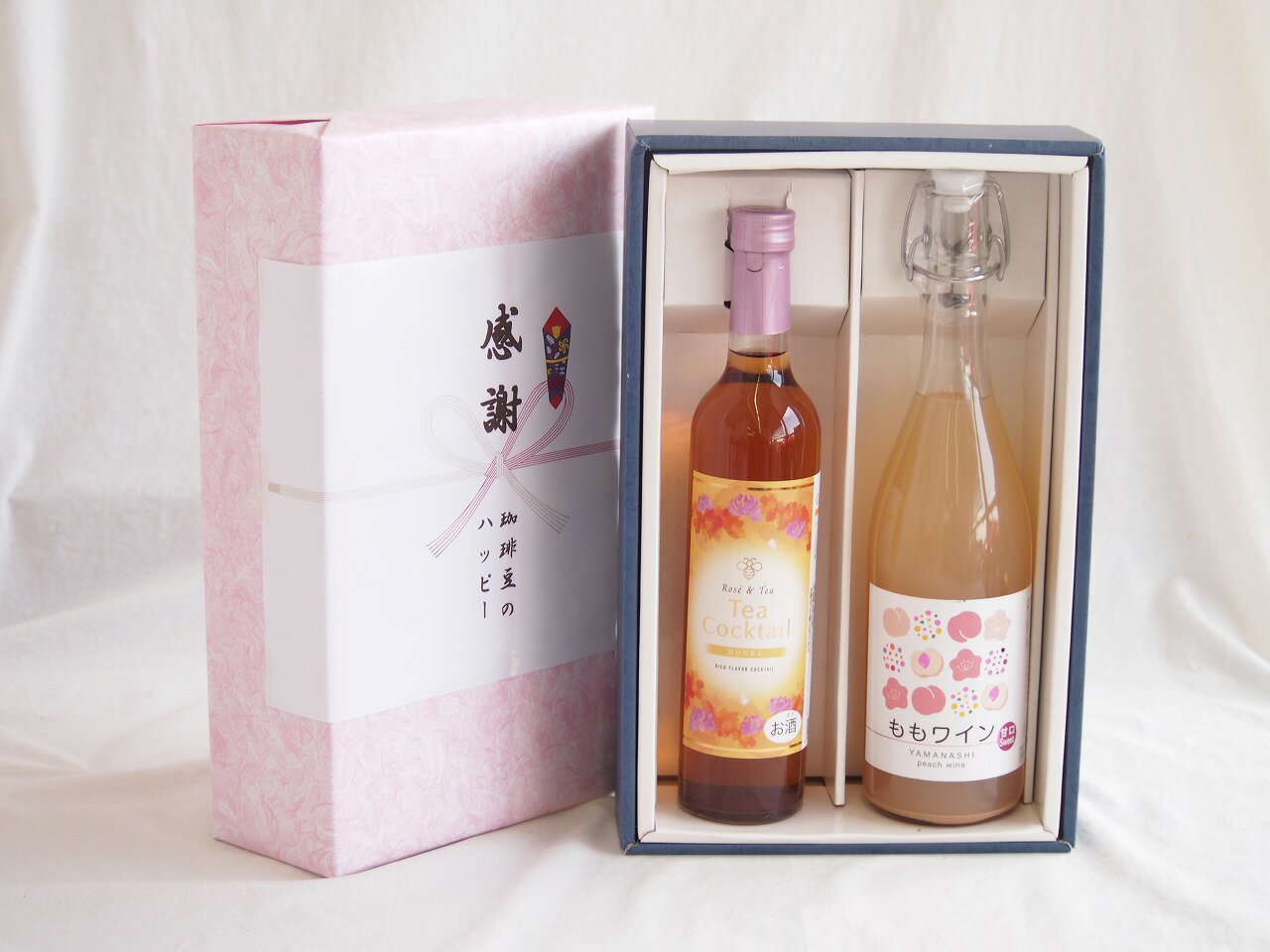 感謝の贈り物ボックス 紅茶カクテルと国産ワインセット(山梨県産無濾過ももワイン 甘口(山梨県産)720ml..
