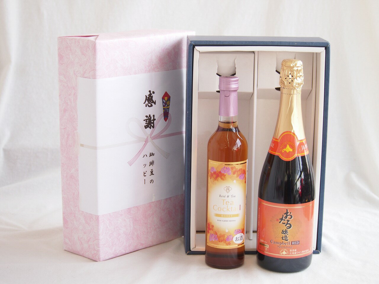 感謝の贈り物ボックス 紅茶カクテルと国産ワインセット(おたる醸造 キャンベル赤スパークリングワイン..
