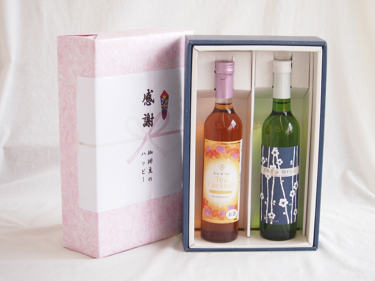 感謝の贈り物ボックス 紅茶カクテルと国産ワインセット(京都青谷 梅わいんワインやや甘口(京都府)500ml..